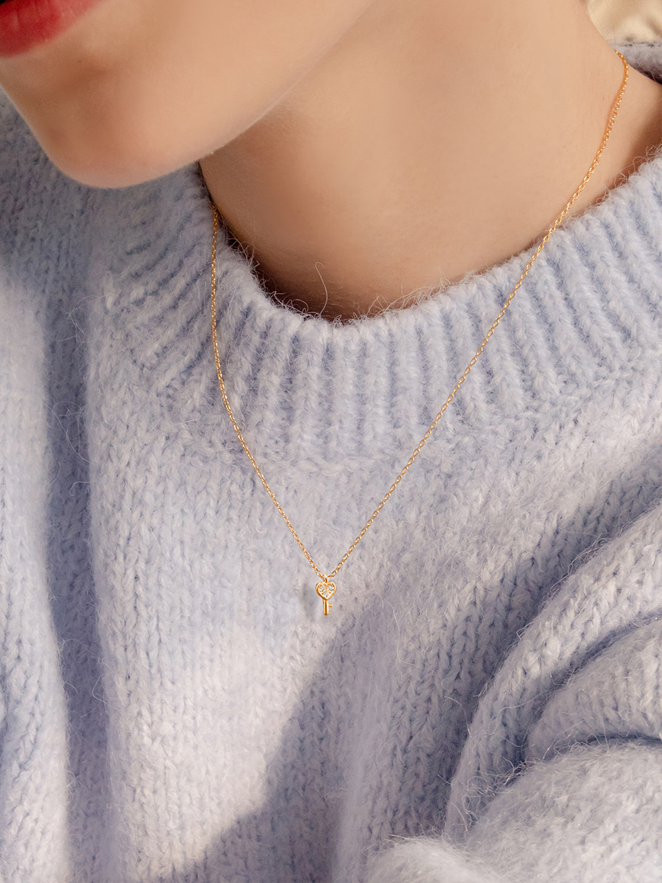 [주현영 착용] petit heart key necklace