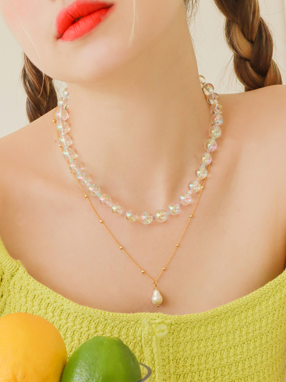 [여자아이들 전소연 이주연 착용] prism layered necklace set