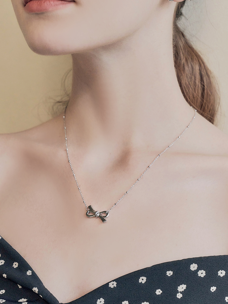 [여자아이들 미연 착용] ribbon knot necklace